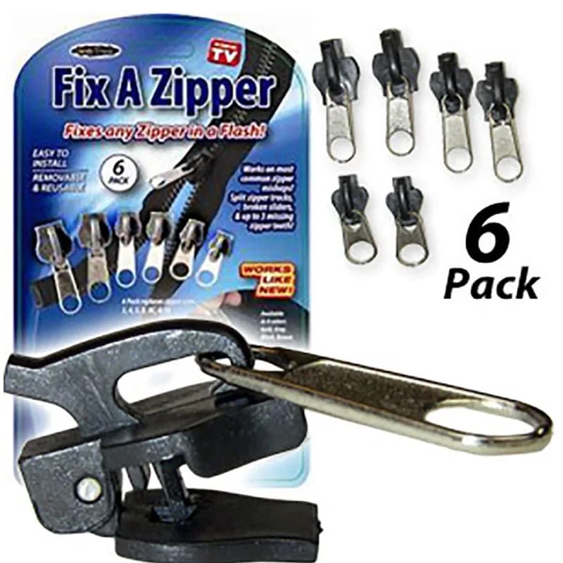 Kit di Riparazione Cerniere Universale 6 Pezzi, 3 Misure, con Cursore di Ricambio e Denti di Ricambio, Nuovo Design, per Cucito e Riparazione Abiti