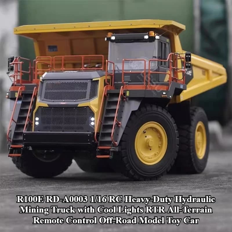 R100E RD-A0003 Camion da Miniera Idraulico RC 1/16 con Luci Fantastiche, RTR, Telecomandato per Tutti i Terreni, Modellino Fuoristrada