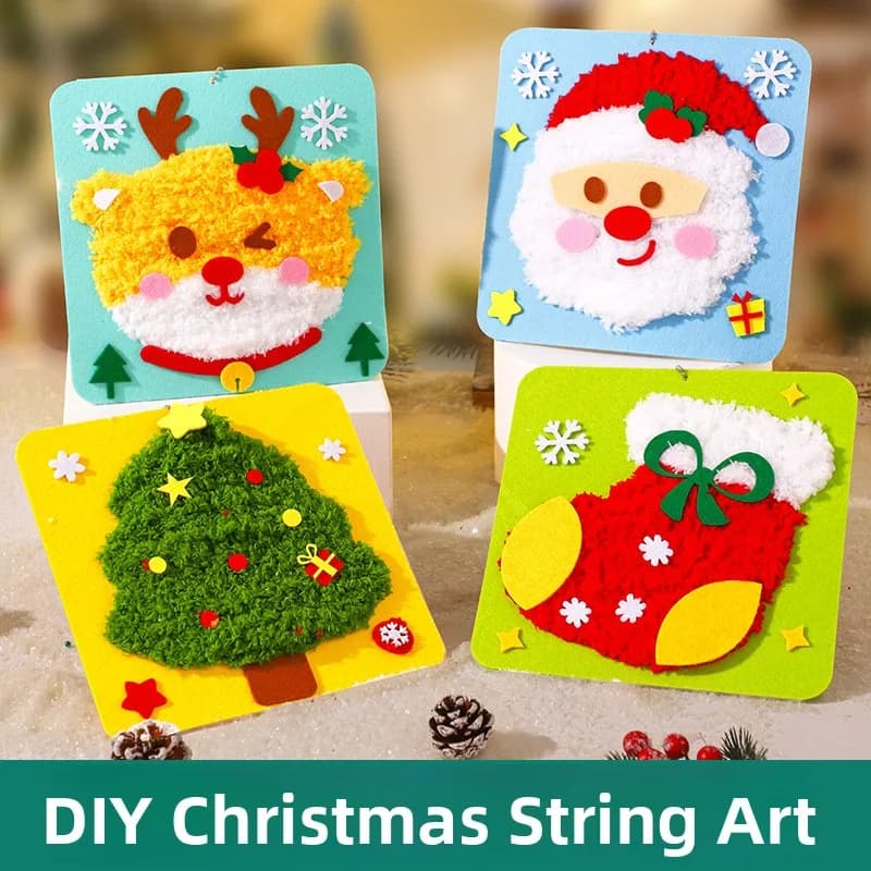 Regalo di Natale Creativo, Kit di Materiali per Cucito Senza Taglio per Bambini, Divertente Set Fai-da-Te per Artigianato Prescolare