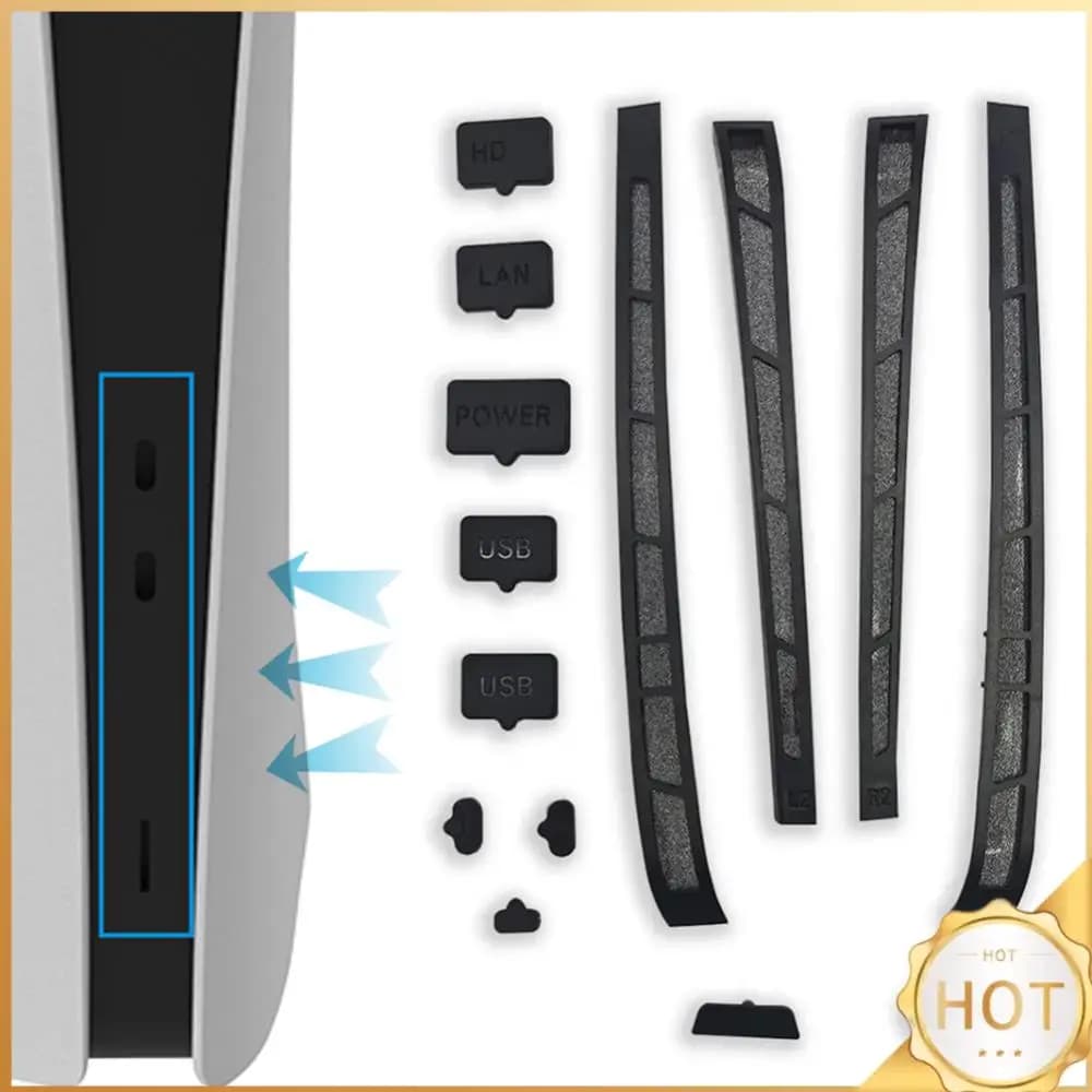 Set di 12 Tappi Antipolvere in Silicone per PS5 Slim, Accessori Protettivi per Console Playstation 5 Slim