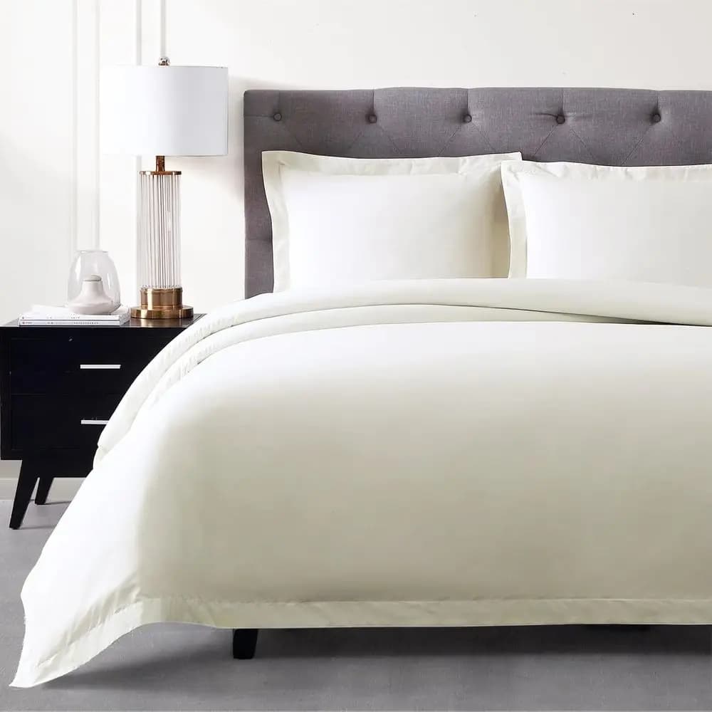 Set Copripiumino 100% Cotone Egiziano - Misura King, Colore Beige