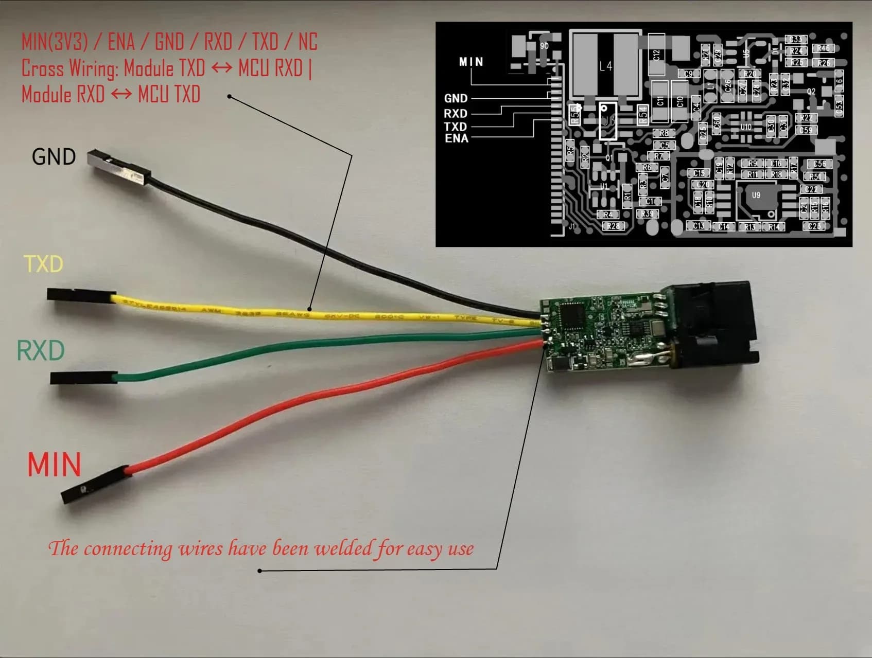NEW Upgraded versionM01 50m Laser Distance Sensor Module 650nm Visible Red Light Laser Rangefinder UART Serial For ESP32 Arduino