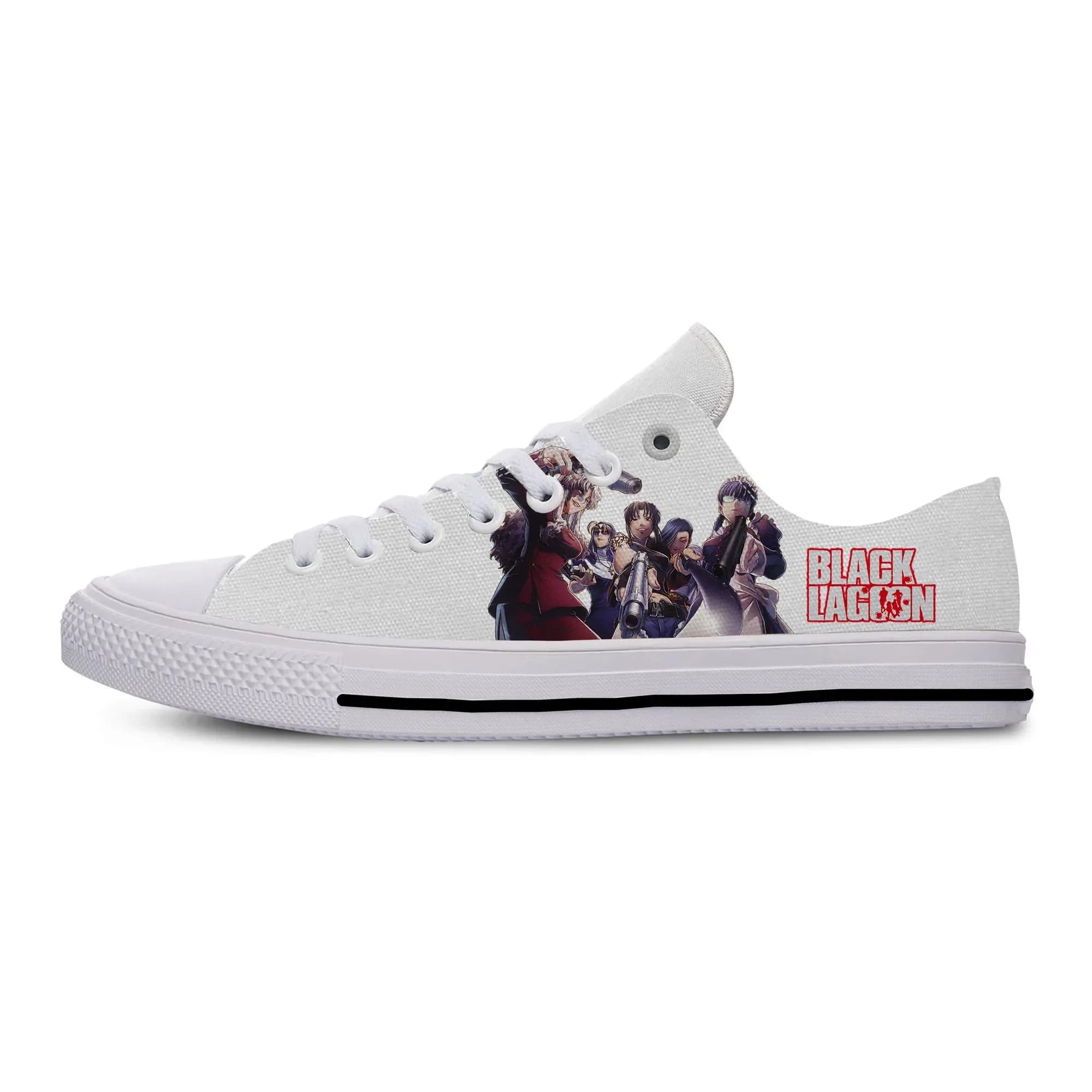 Anime Black Lagoon High Top High Quality Sneakers Men Women Teenager Canvas Sneaker Prode Casual Couple Shoes Custom Shoe White