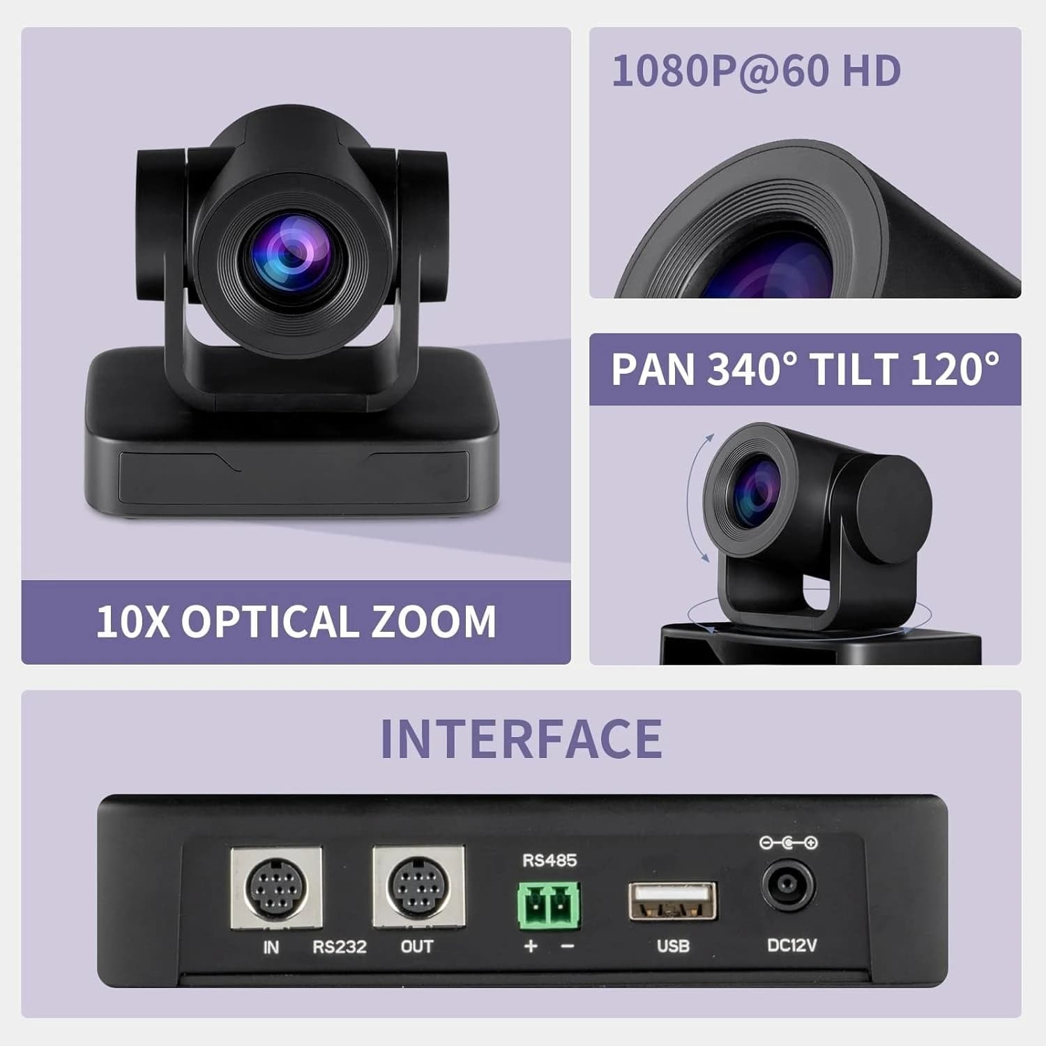 Videoconferenza Webcam USB PTZ Telecamera Zoom ottico 10X Full HD 1080p per streaming live Chiesa Affari Educazione medica