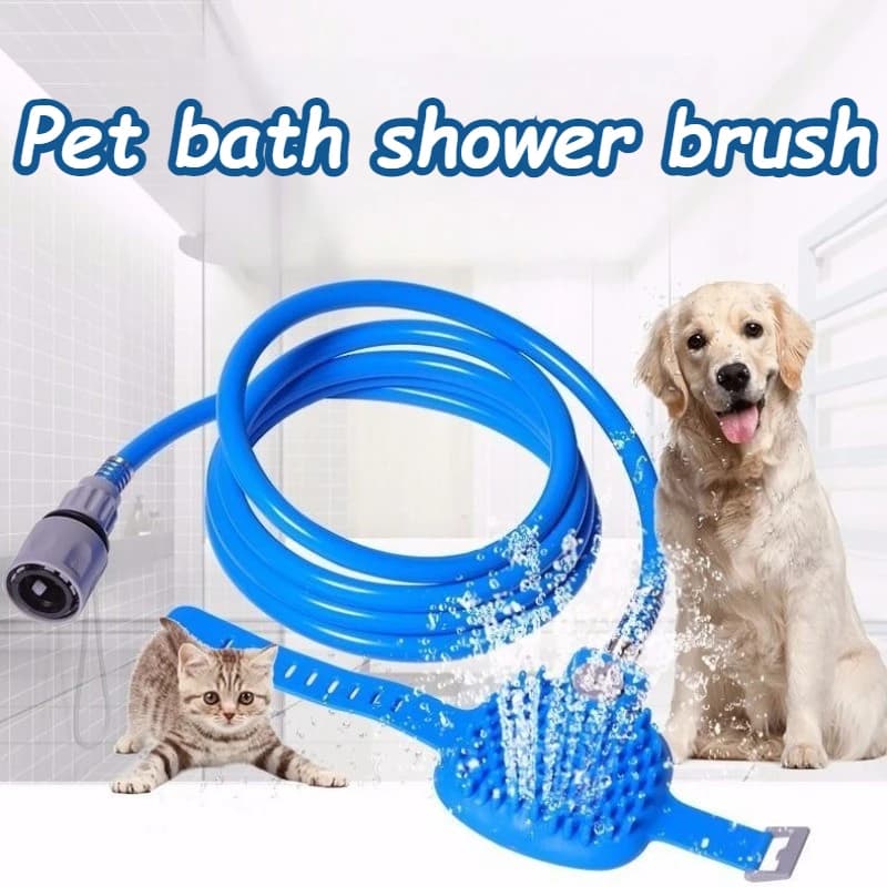 Spazzola per Shampoo per Cani con Tubo da 2m, Ugello Multifunzione per il Bagno degli Animali Domestici, Accessori Regolabili per Cani, Doccetta Massaggiante, Strumenti per la Pulizia degli Animali