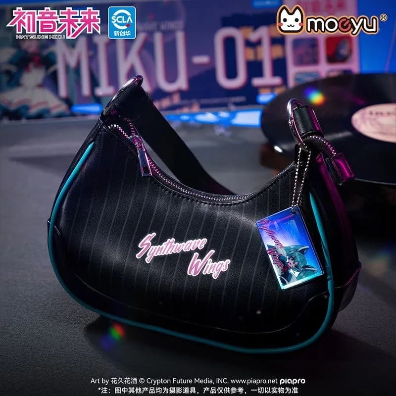 Moeyu Anime Hatsune Miku Crossbody Bag for Women Men Vocaloid Cosplay Crescent Chest Bag Shoulder Tote Bag Fashion Handbag