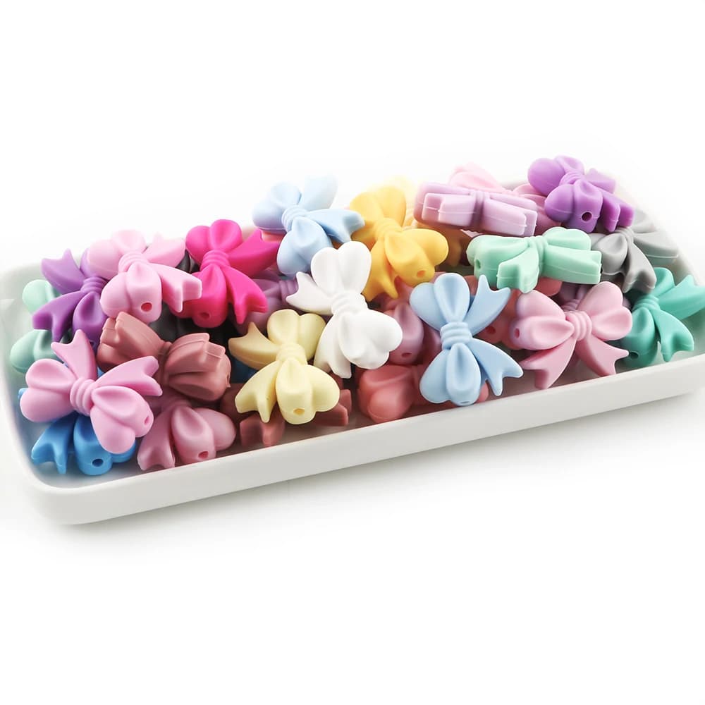 5 pezzi di perline di silicone bowknot perline di papillon fai da te per la creazione di gioielli accessori per collane con portachiavi fai da te