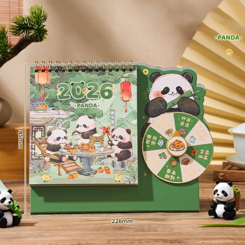 Utile panda desktop calendario cartaceo stile cinese multifunzione pianificatore agenda annuale notebook agenda organizzatore decorazioni per la casa