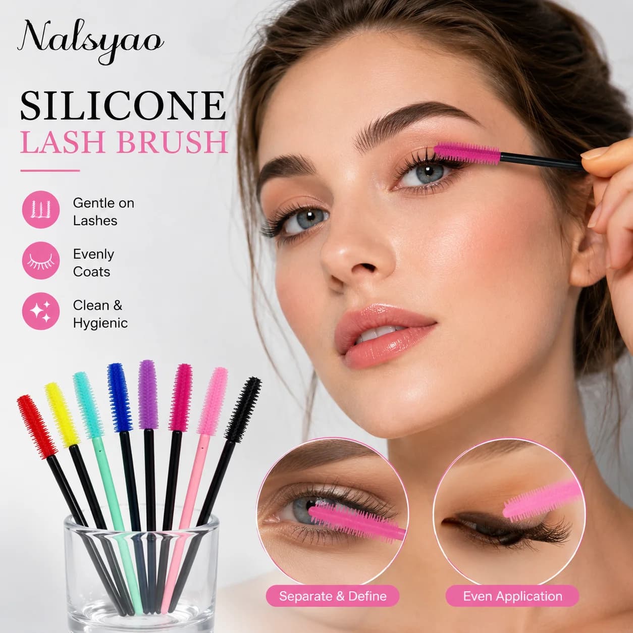 50pcs Eyelash Brush Silicone Gel Mascara Wands Applicator Eyelashes Spoolies Brushes For Lash Extension Eyebrows Accessories