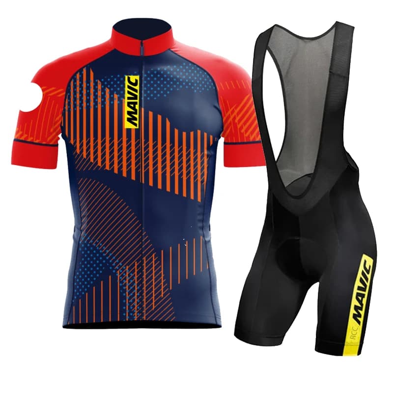 NUOVO Completo Ciclismo Uomo MAVIC a Maniche Corte, Tuta da Triathlon con Salopette, Abbigliamento Estivo 2026 002