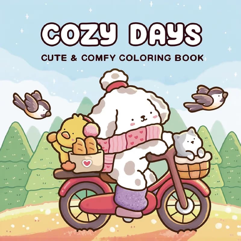 Adult Coloring Book for Stress Relief Relaxation Art Supplies Gift Cozy Days 42 Pages Christmas Thanksgiving Drawing