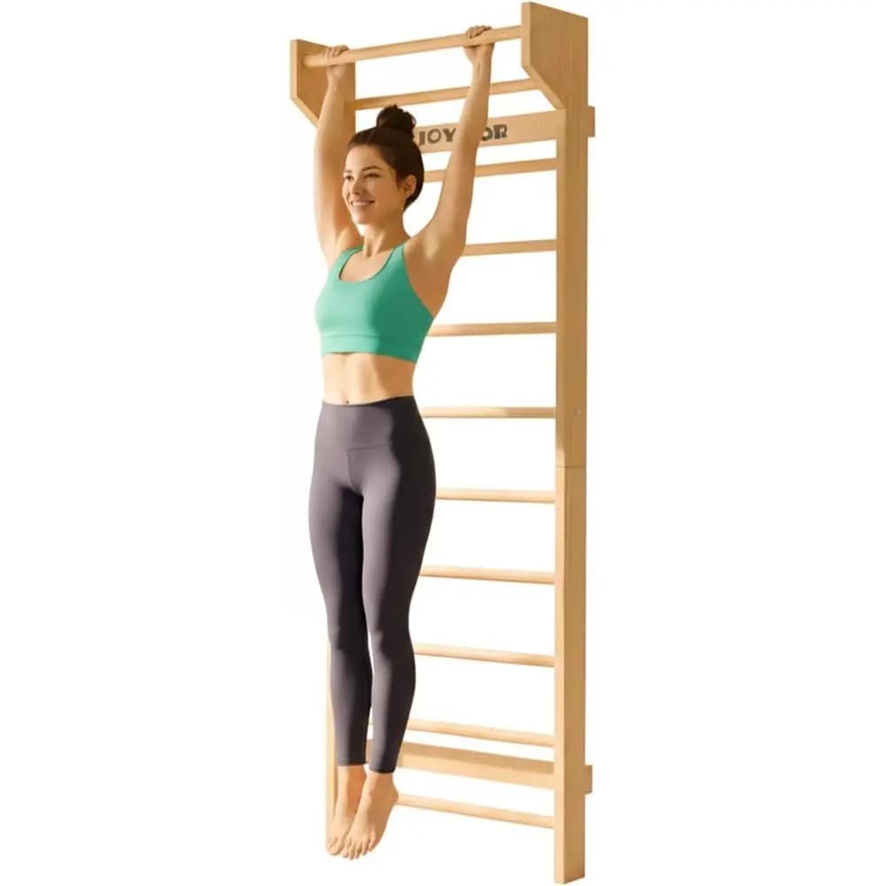 Scala Svedese per Ginnastica, Scala Multifunzione per Esercizi, Barra per Trazioni a Muro, Terapia Fisica per Stretching e Vari Esercizi, Allenamento Indoor, Yoga (Barra in Legno)