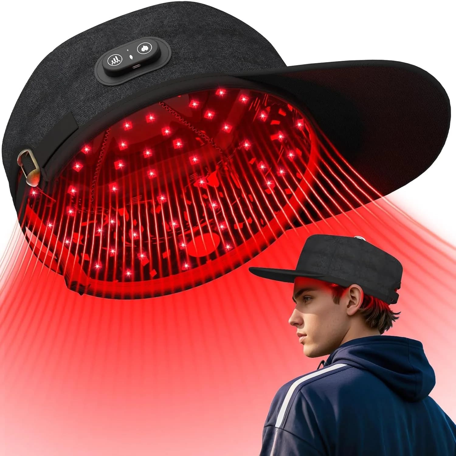 Dispositivo per la crescita dei capelli con cappuccio laser wireless 660nm 850nm Cappello per terapia laser a basso livello per il trattamento anti-perdita dei capelli LLLT