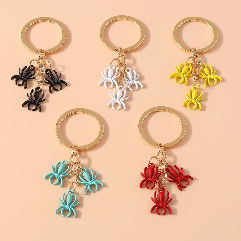Cartoon Animal Spider Keychain for Car Key Souvenir Gifts for Women Men Handbag Pendant Keyrings DIY Jewelry Accessories