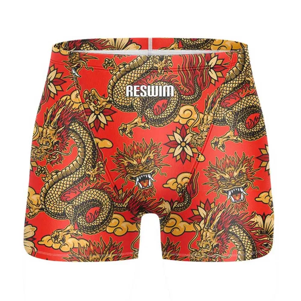 Divertenti pantaloncini da bagno a tema drago, modello jammer, da uomo, per nuoto, spiaggia, allenamento sportivo e sport acquatici, adatti anche per gare.