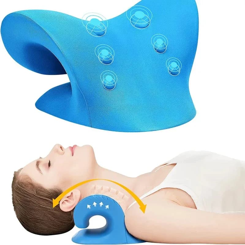 Dispositivo di Trazione Cervicale per Collo e Spalle, Cuscino Massaggiante per Alleviare il Dolore e Allineare la Colonna Cervicale