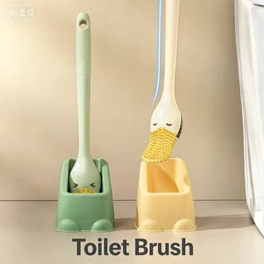 Spazzola per WC a becco d'anatra, spazzola a manico lungo da parete, set per la pulizia del bagno domestico con setole morbide
