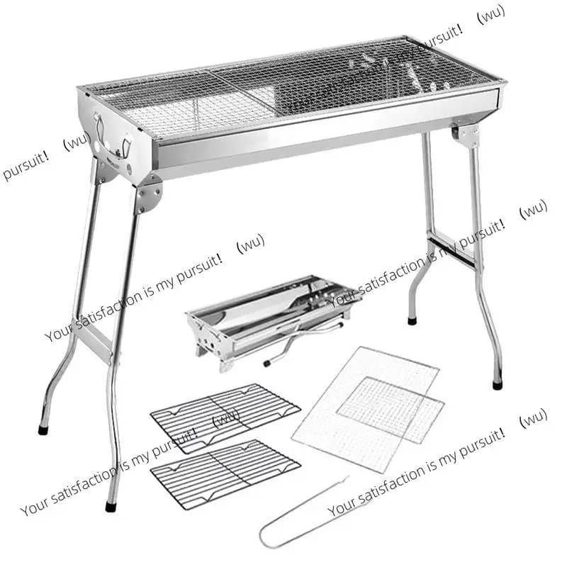 Portable Folding Barbecue Grill Heating Stoves Multifunction Camping Barbecue Grill Net BBQ Grill Wood Stove Stainless Steel Barbecue Grill