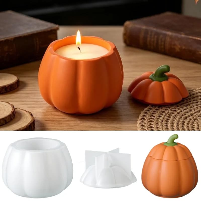 Pumpkin Storage Box Silicone Mold DIY Festival Candle Aromatherapy Jar Plaster Resin Molds Halloween Desktop Ornament Making