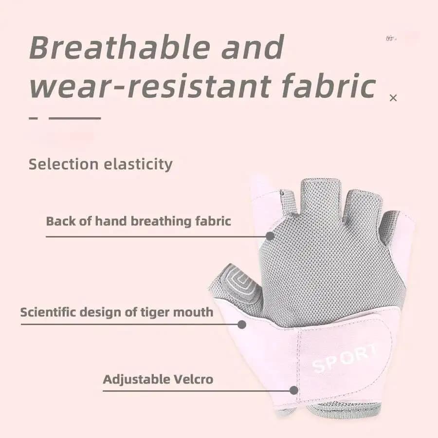 Women's cycling gloves with half fingers, gym, bike, breathable, anti-slip, for outdoor sports, fiess, weight lifting