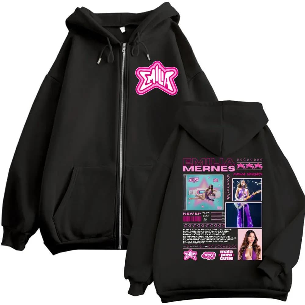 Emilia Mernes MP3 Album Merch Zipper Felpa con cappuccio Uomo Donna Abbigliamento Moda Y2k Felpa con zip Harajuku Estetica Giacca Pullover