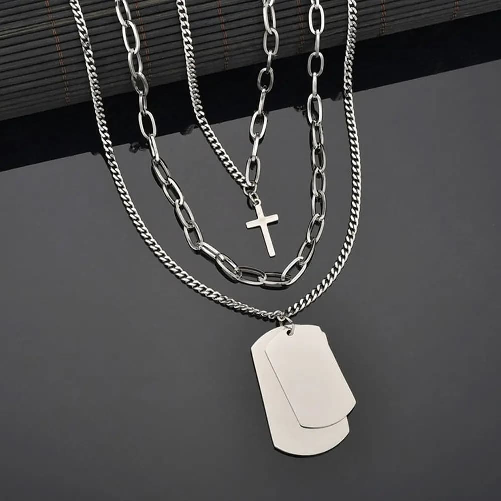 2Pcs Cross Lock Shaped Necklace Retro Key Sweater Chain Delicate Vintage Collarbone Jewelry Gift for Special Occasion
