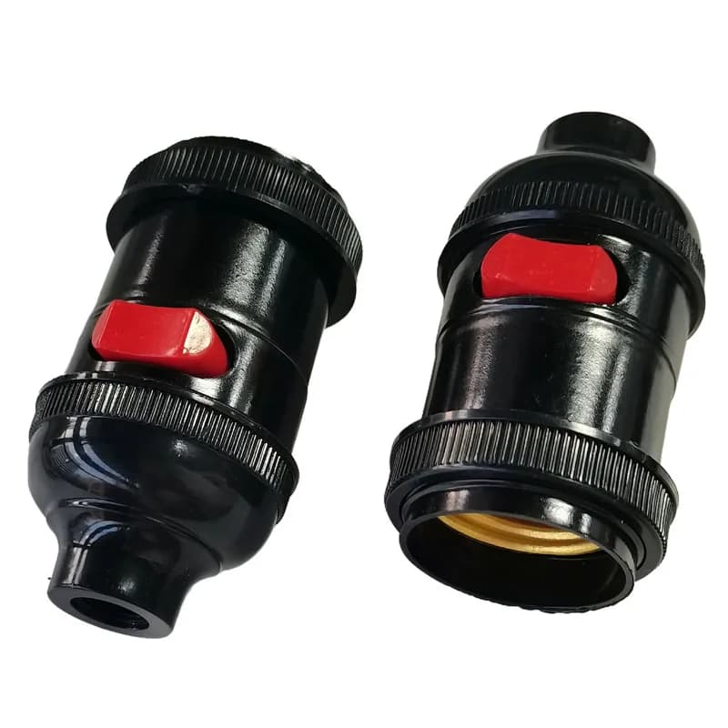 1PCS E27 Base della lampada in bachelite con interruttore rosso Vite da comodino Lampadario Testa della luce Macchina utensile Portalampada Presa di conversione