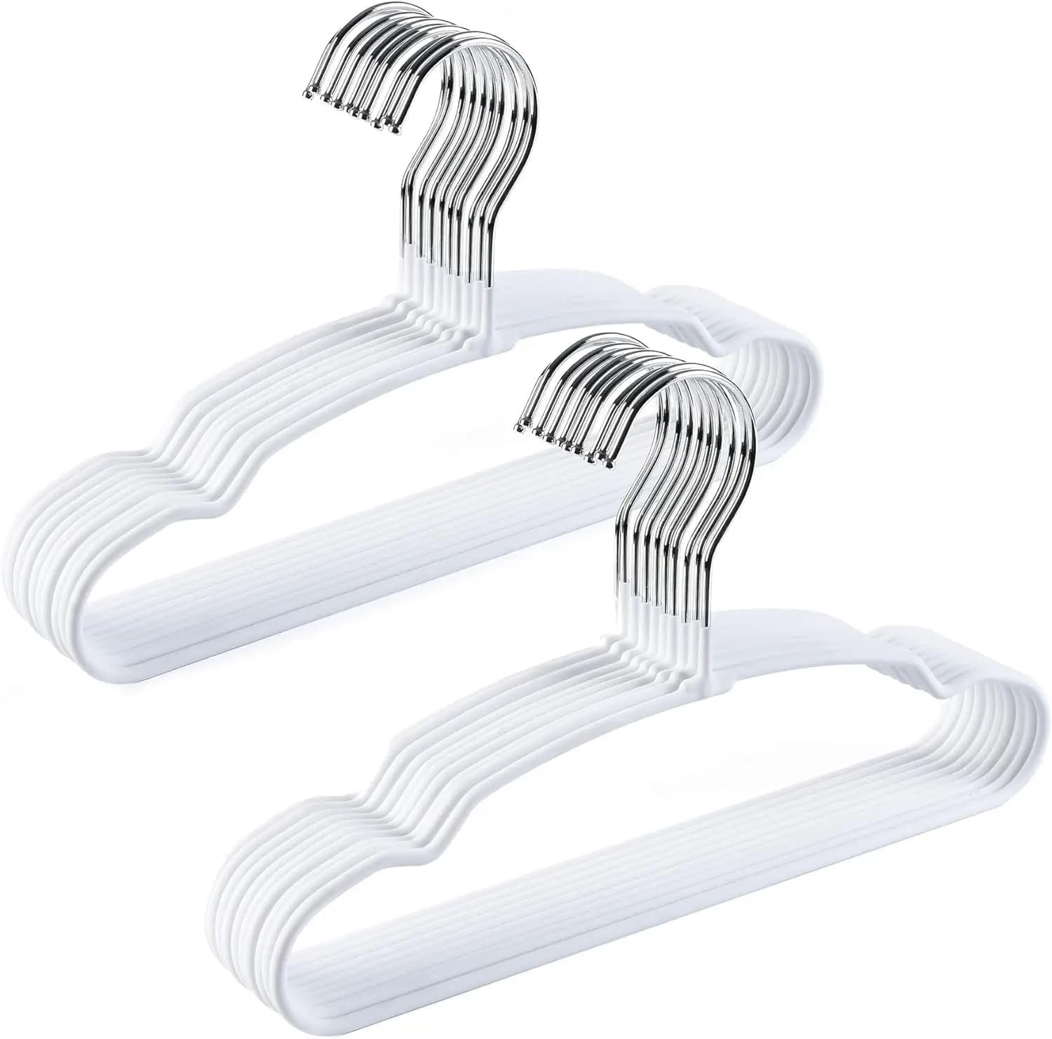 Confezione da 20 Appendiabiti per Bambini da 30 cm, Robusti in Metallo con Rivestimento Antiscivolo Bianco per Magliette, Cappotti e Pantaloni