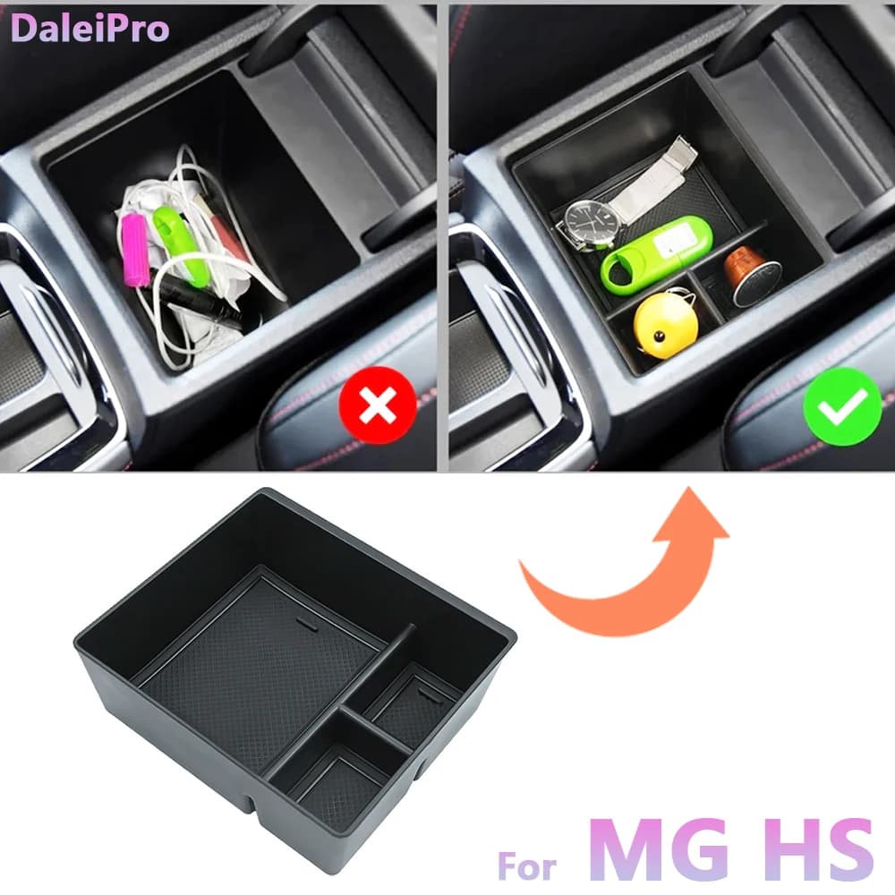 Per MG HS scatola di immagazzinaggio bracciolo console centrale organizzatore vassoio scatola di immagazzinaggio supporto per telefono in silicone pad auto per MG EHS EV accessori