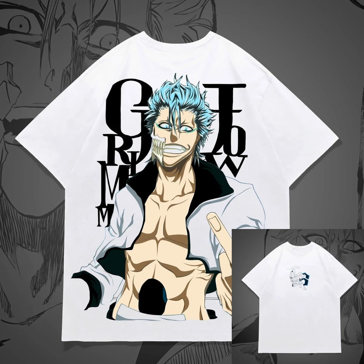 T-shirt Oversize Anime Art BLEACH Grimmjow Sexta Espada 100% Cotone con Grafica per Uomo Donna Bambino, Top Estivo Streetwear