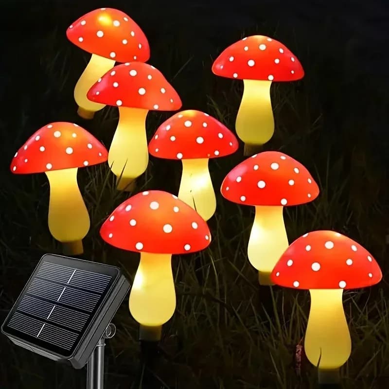 8/12/20 luci solari a fungo con paletto per decorazioni da giardino, lucine natalizie festive per cortile esterno, atmosfera della festa nuziale