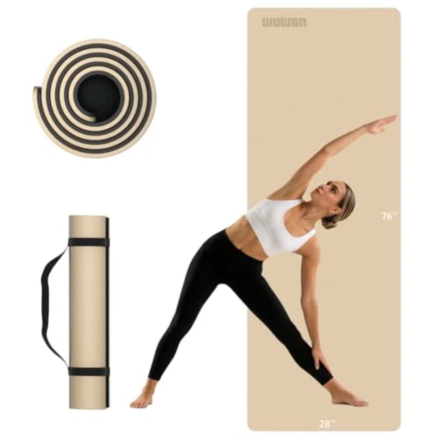 Extra Long Yoga Mat for Tall Men and Women 10mm Thick 76x28in Non Slip TPE Exercise Mat with Carrying Strap Mat for Yoga Pilate