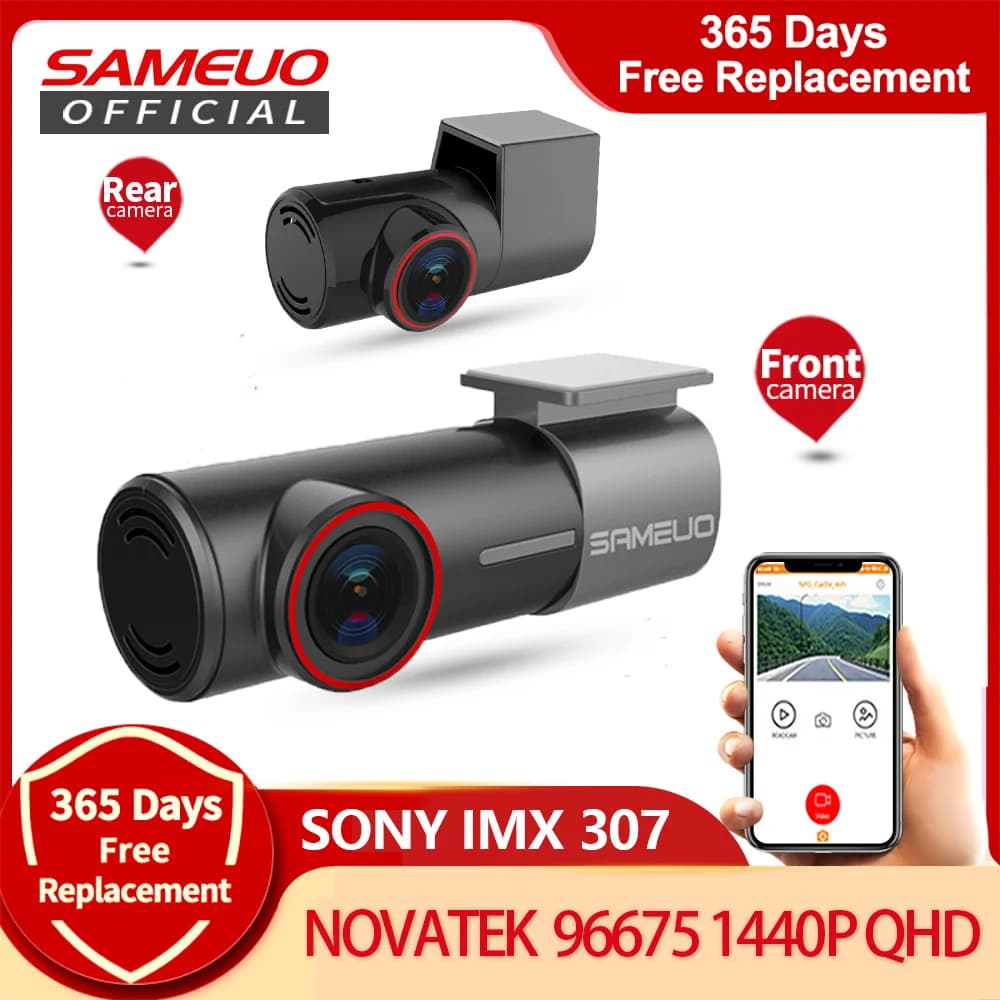 Sameuo Mini Dashcam GPS Wifi APP Logging control 360 ° Rotating video recorder with dashboard car camera for night vision