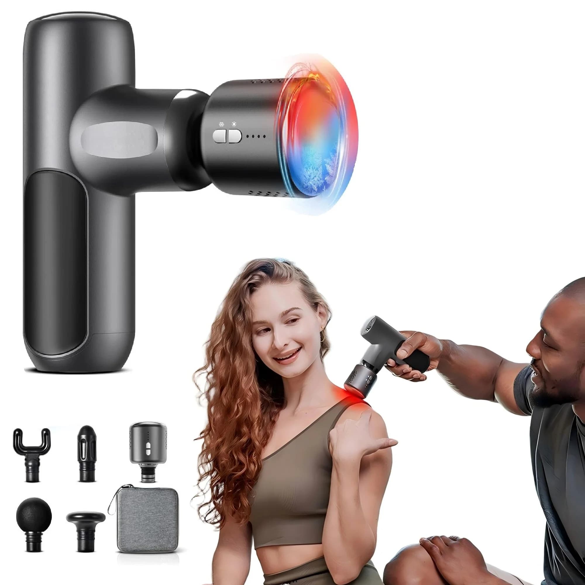 Hot/Cold Electric Massage Gun Heating and Cooling Therapy Body Pain Relief Muscle Relaxation Brushless Motor Fascia Gun
