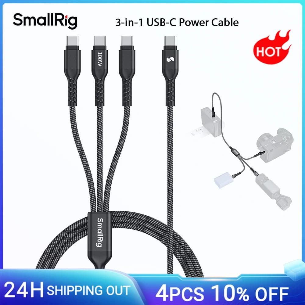 USB-C 3 power cord in 1 SmallRig supports fast charging up to 100 W for Sony cameras for travel, studies, outdoor shooting -5079