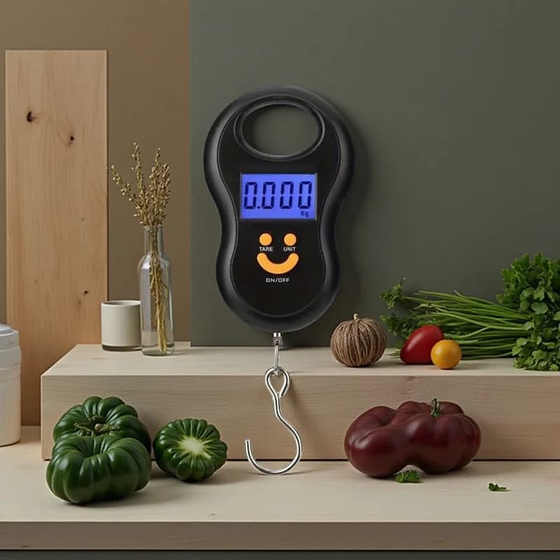 Elettronica 1764oz/0,35oz (50Kg/10g) Bilancia sospesa Bilancia digitale LCD Retroilluminazione Pesi da pesca Bilancia tascabile Bilancia per bagagli
