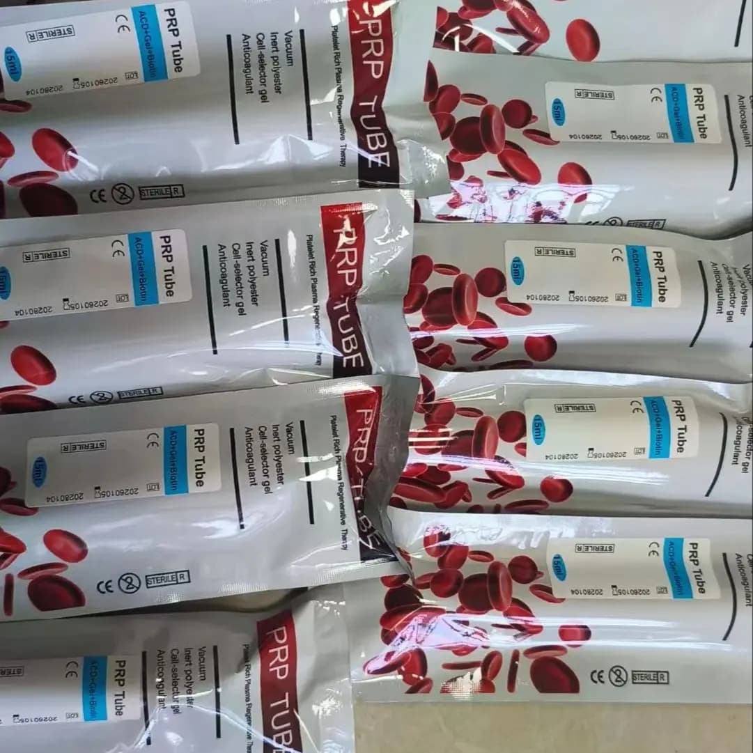 Tubo PRP da 10ml 12ml 15ml con Gel ACD / PRF / Eparina di Sodio / GFC / Biotina per Terapia con Plasma Ricco di Piastrine