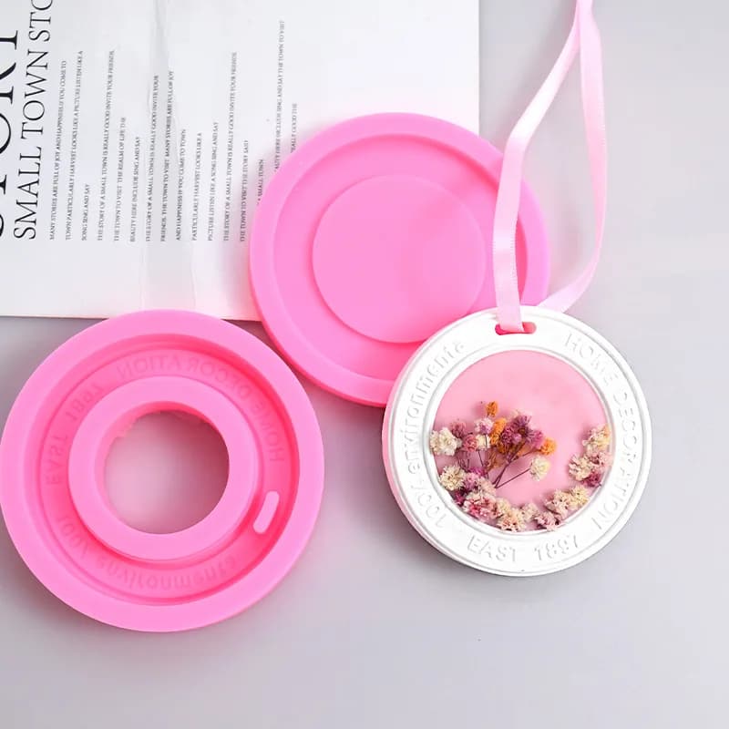 Stampo in silicone fai da te per aromaterapia, stampo rotondo in resina epossidica cristallina fatto a mano, stampo per cera, artigianato da appendere, ciondolo per auto