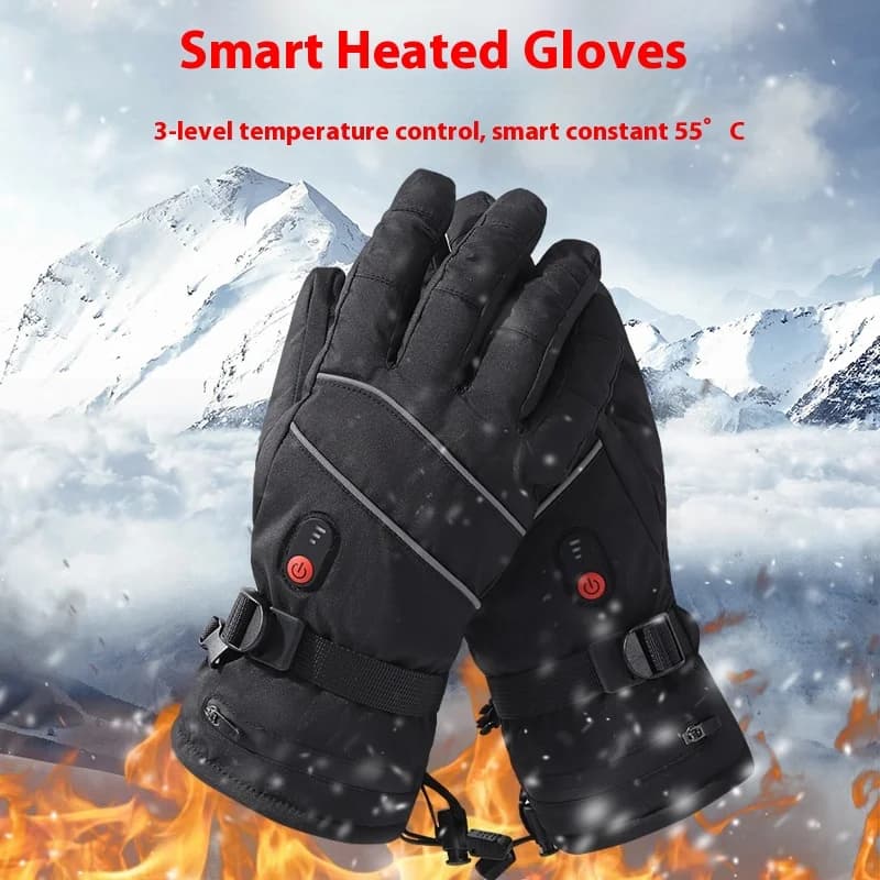 Touchscreen Heating Gloves Outdoor Cycling Skiing Electric heated mountaineering gloves lined with fleece Road equipment for motorcycle