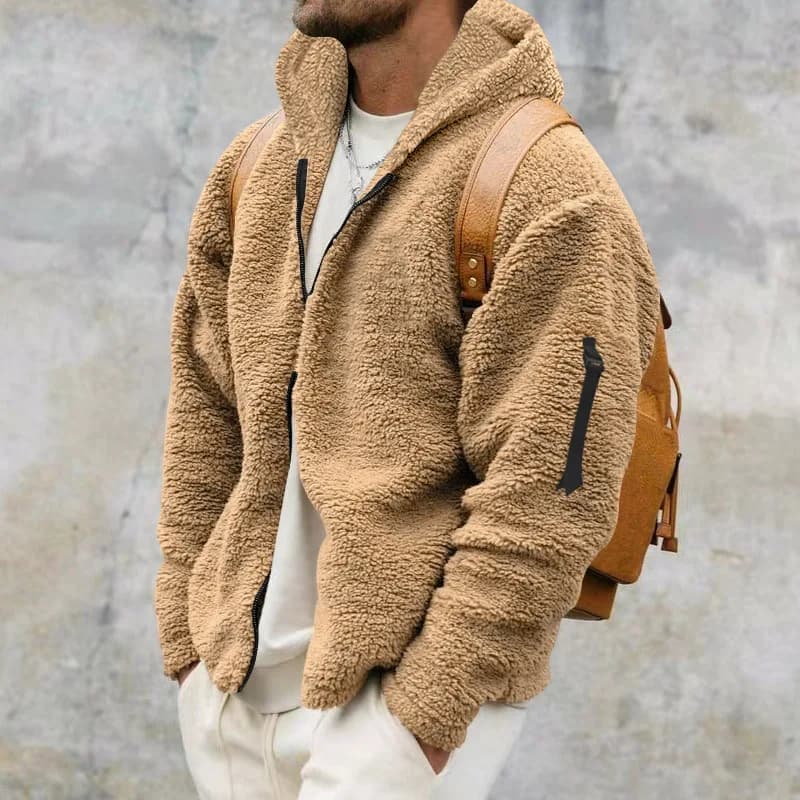 Felpe con cappuccio moda autunno inverno manica lunga giacche in lana di agnello tinta unita abbigliamento da uomo tasche larghe casual top con cerniera coreana