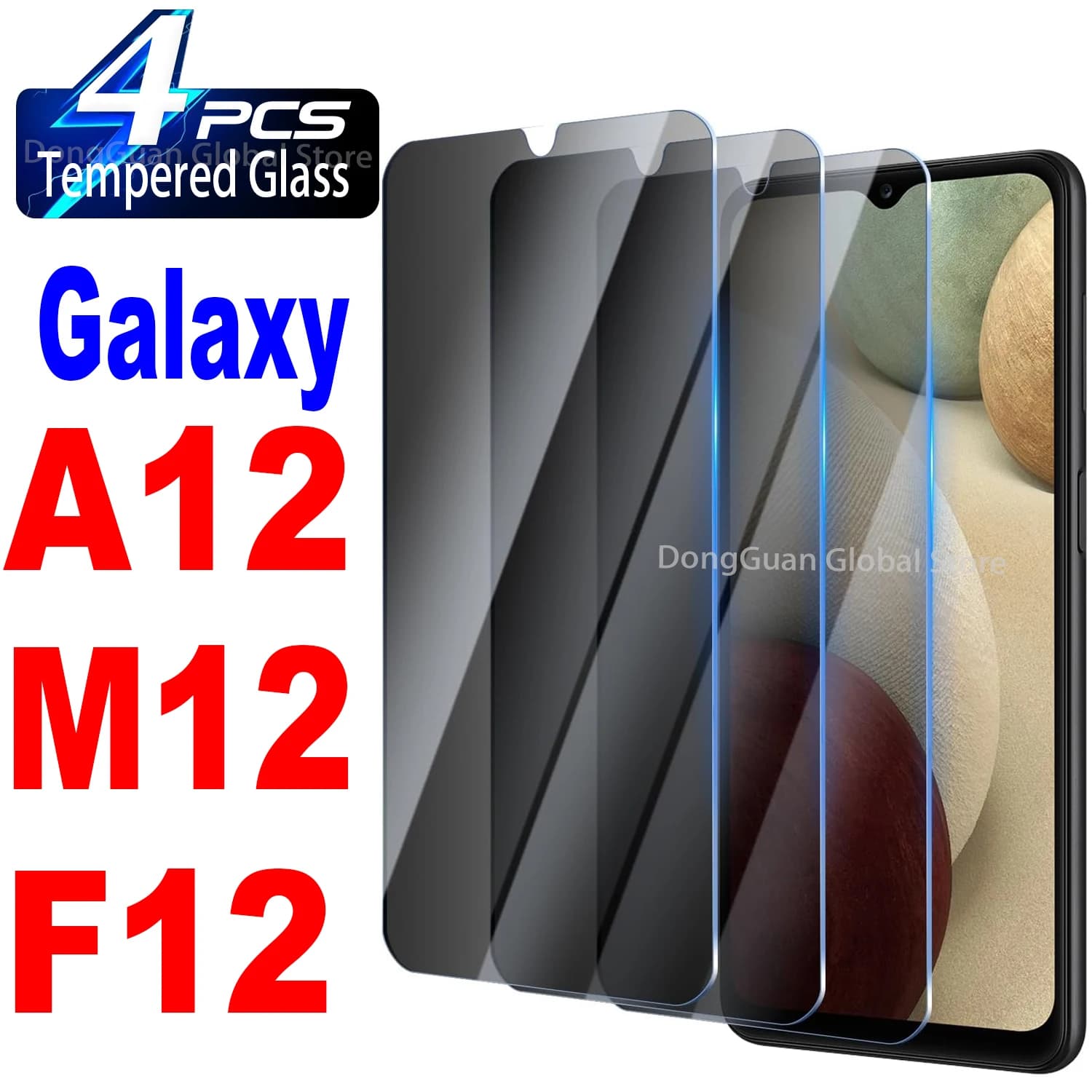 Per Samsung Galaxy A12 / M12 / F12 / A12 Nacho Protezione in vetro temperato anti-spia Schermo privacy