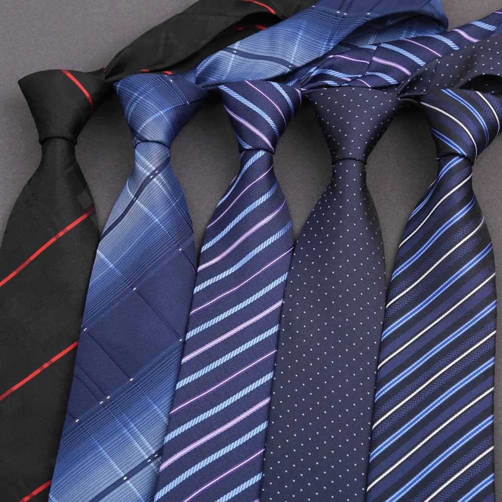 7.5/8CM Uomo Cravatta sottile Cravatta a righe Uomo Business Cravatta da sposa formale Blu navy Nero Cravatte Camicia di moda Cravatta Accessori