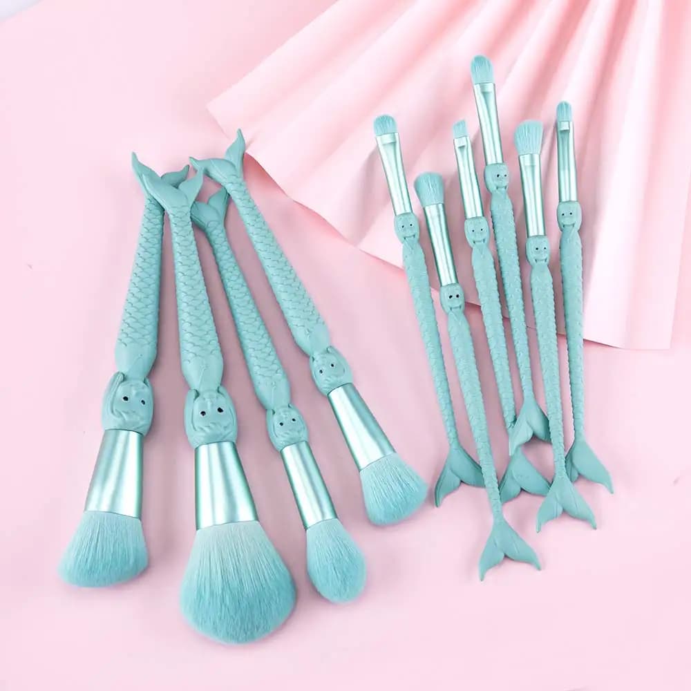 10 Pcs New Mermaid Makeup Brushes Set Powder Foundation Blush Blending Eye shadow Lip Cosmetic Beauty Make Up Brush Kits