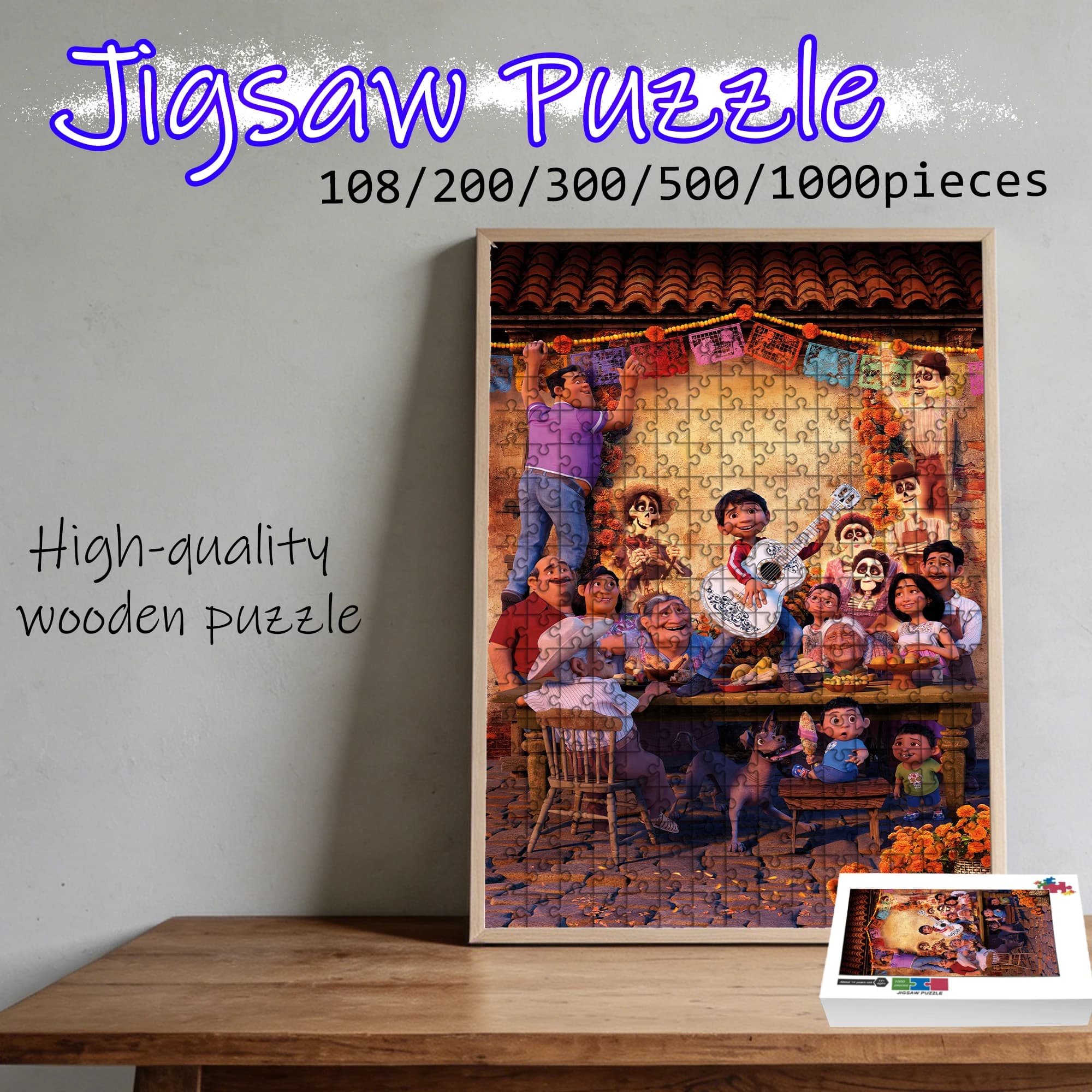Puzzle in legno Coco da 108/200/300/500/1000 pezzi, regalo antistress per appassionati adulti, alta qualità