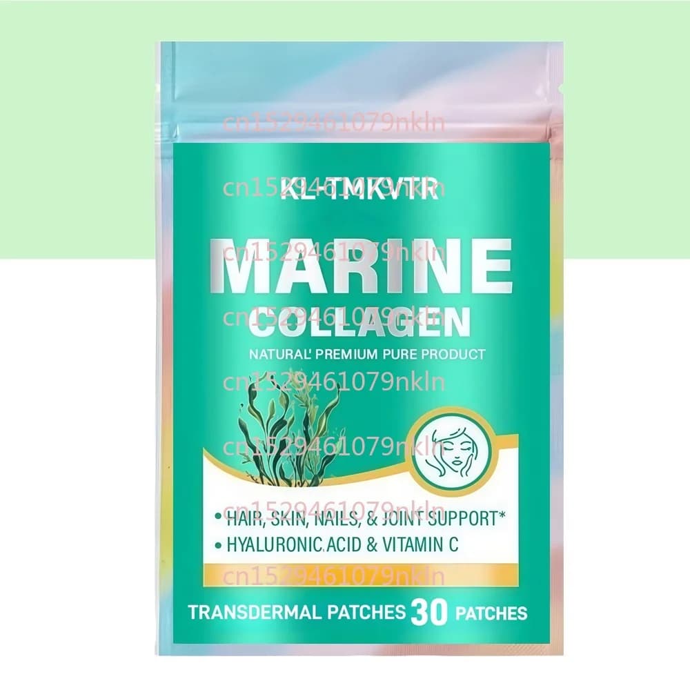 30 transdermal patches with marine collagen with hyaluronic acid vitamin C and E - support for hair, skin, nails and joints