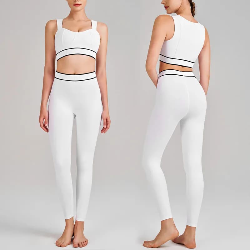 New High Waist Workout Set – Racerback Sports Bra & Tummy Control Leggings for Yoga, Running & Gym