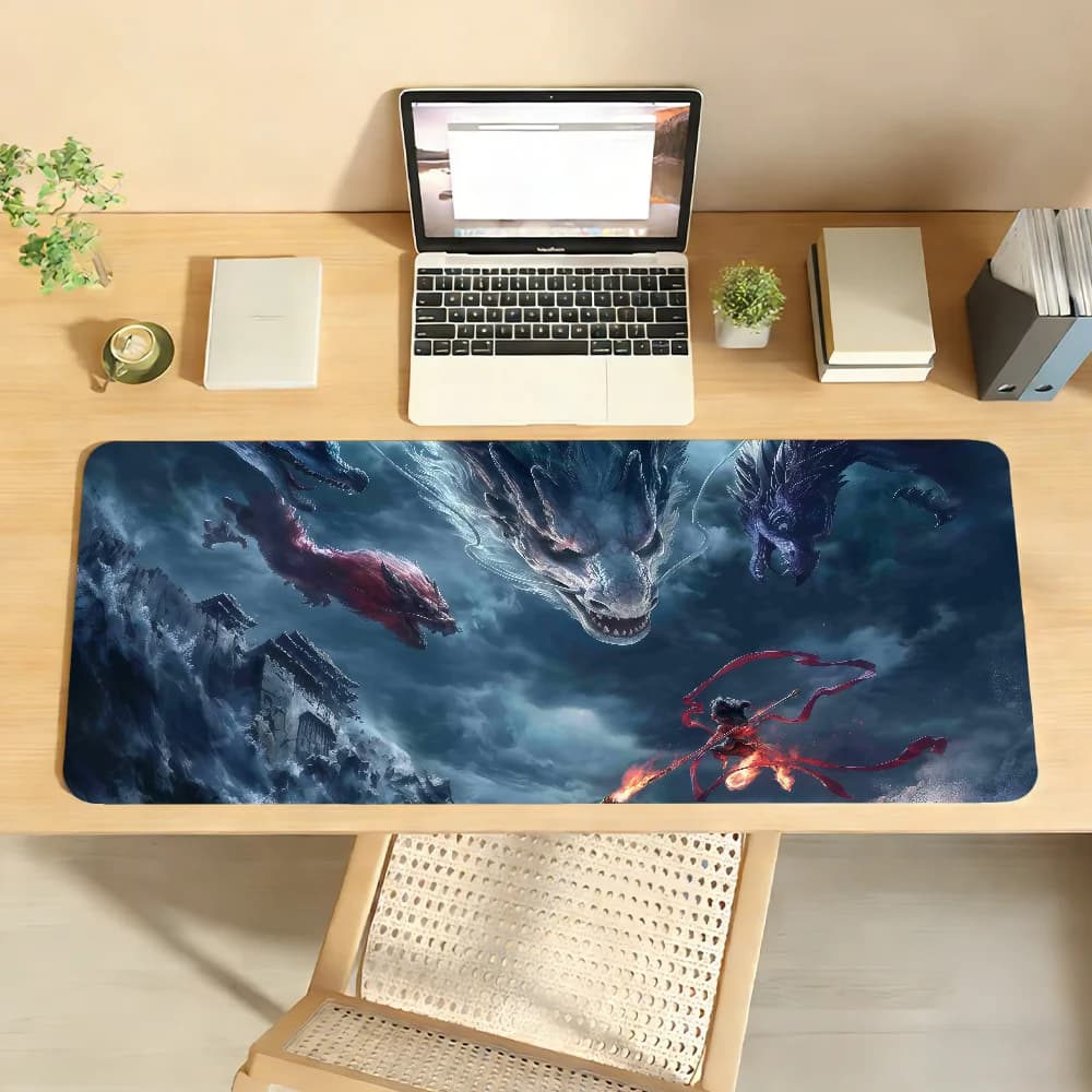 Tappetino per mouse Ne Zha 2 Movie, antiscivolo, con bordo bloccabile, per PC, laptop, accessori per ufficio, tastiera in gomma, tappeto XXL per giochi