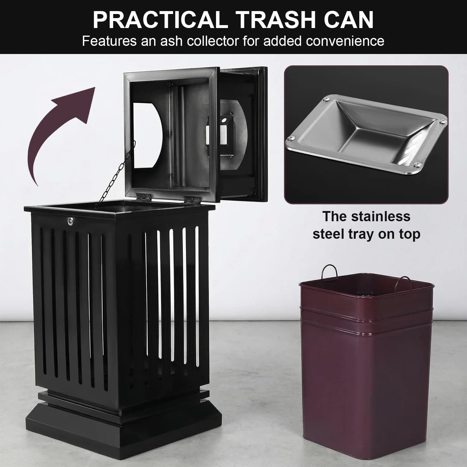 Commercial Trash Can with Removable Inner Bucket & Lid Side Opening Waste Bin Large Capacity for Home/Office/Restaurant/Restroom