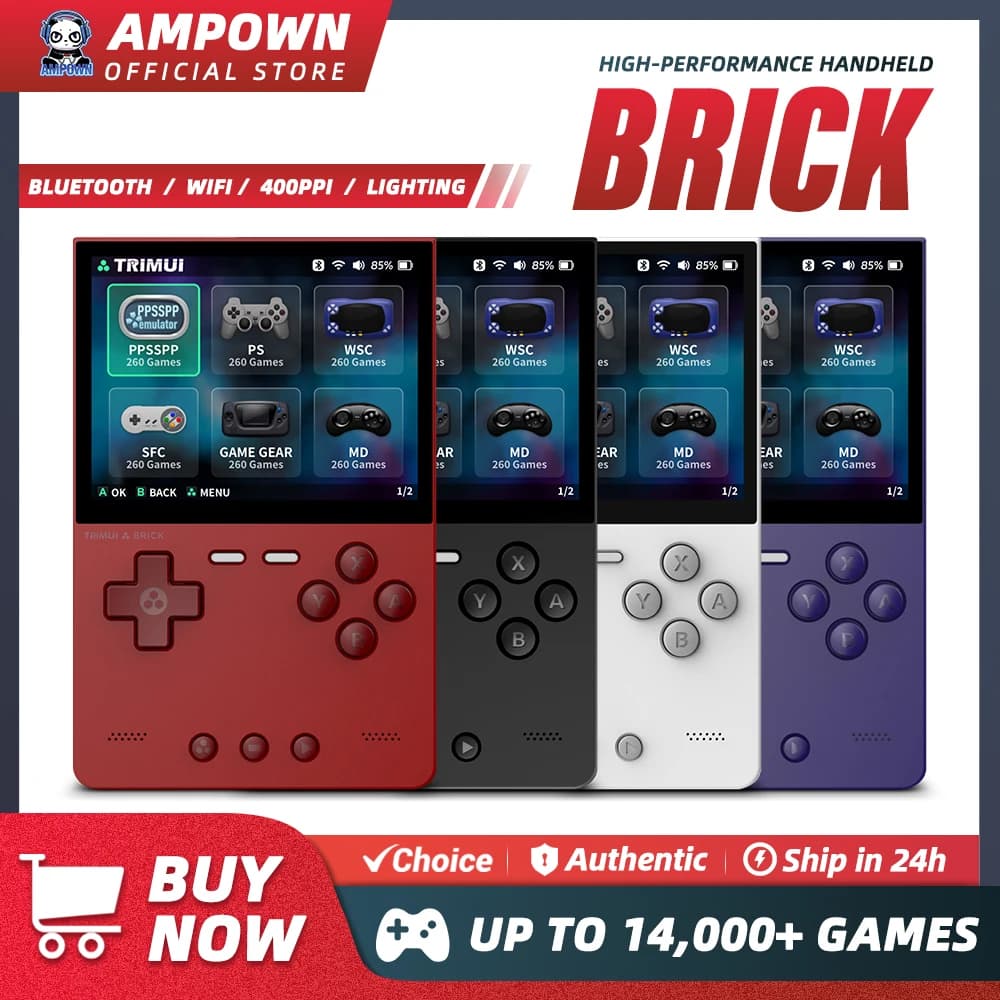 TRIMUI BRICK Console di gioco portatile Schermo IPS da 3,2 '' Sistema Linux Sistema Crossmix OS Pannello posteriore in metallo Chiave Illuminazione a LED Copritasto gratuito Regali