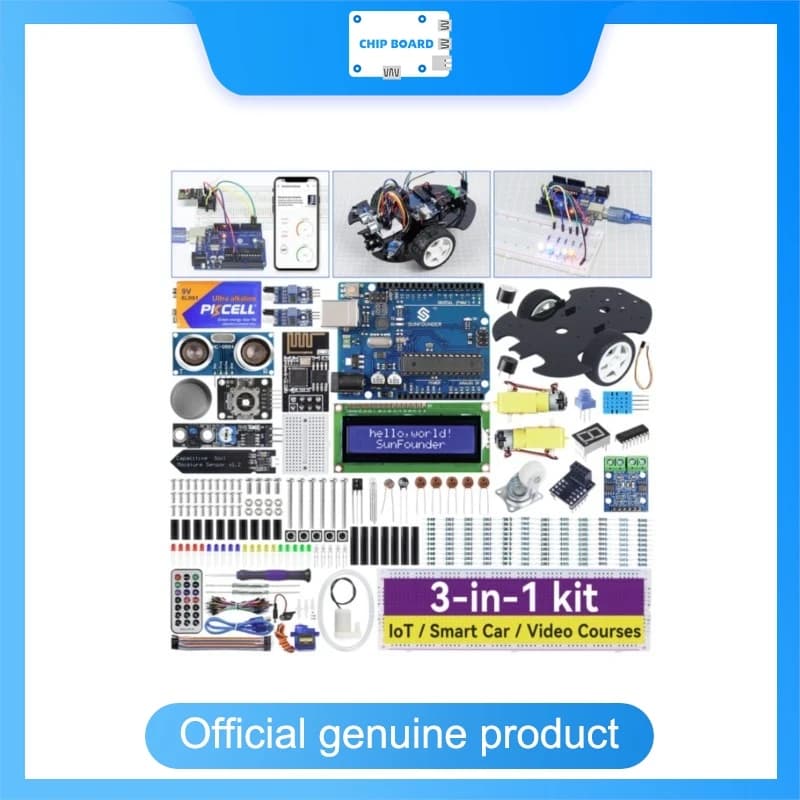 SunFounder 3-in-1 Arduino UNO R3 Starter Kit, Multi-Project Learning Set for Electronics and Coding Beginners